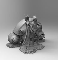 B029 - Dragon Ballz Cyber Version Bulma and Vegeta with Bike, STL 3D Model Design print