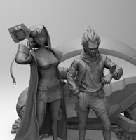 B029 - Dragon Ballz Cyber Version Bulma and Vegeta with Bike, STL 3D Model Design print