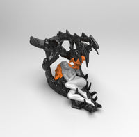 E346 - Waifu character design, The dragon skull girl with small dragon, STL 3D model design print download files