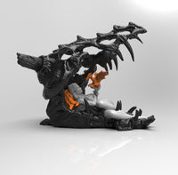 E346 - Waifu character design, The dragon skull girl with small dragon, STL 3D model design print download files