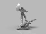 A399 - Comic Character design, The CA with shield statue, STL 3D model design print download file