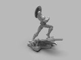 A399 - Comic Character design, The CA with shield statue, STL 3D model design print download file