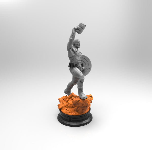 E356 - Comic character design, The Mask men with shield and hammer, STL 3D model design print download files