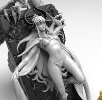 E348 - Anime character design statue, The Bathories girl with dragon, STL 3D model design print download files