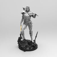 A619 - Games Character design, A Viking Women With an axe and sword, STL 3D model design print download files