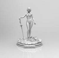 E373 - Games waifu character design, The Katana hot mecha girl in white suit, STL 3D model design print download files