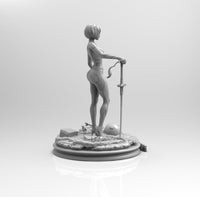 E373 - Games waifu character design, The Katana hot mecha girl in white suit, STL 3D model design print download files