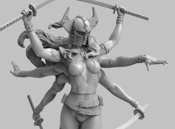 A434 - Comic character design, Hot Spirel statue with multiple arms, STL 3D model design print download files