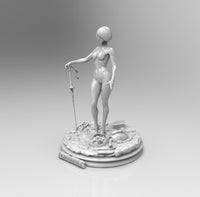 E373 - Games waifu character design, The Katana hot mecha girl in white suit, STL 3D model design print download files