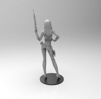 E382 - Anime waifu character design, The Glasses Waifu girl with heavy weopon, STL 3D model design print download files
