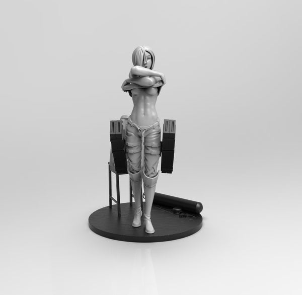 A445 - Anime Character design, The AOT girl changing shirt statue, STL 3D model design print download files
