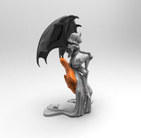 E413 - NSFW demon character design, The Bat wing demon girl statue, STL 3D model design print download files