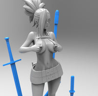 E397 - Anime character design, The Hero School Momo with bunch of weopon, STL 3D model design print download files