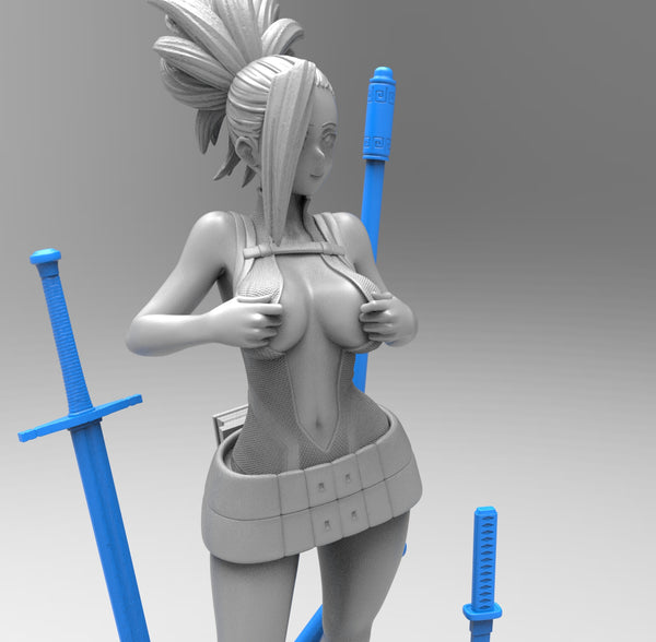 E397 - Anime character design, The Hero School Momo with bunch of weopon, STL 3D model design print download files