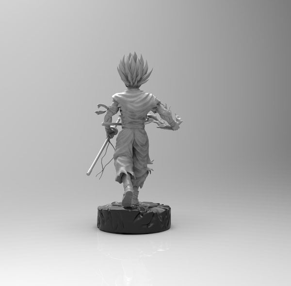 E998 - Samurai character design, The Gohun with katana statue, STl 3D model design print download files