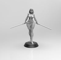 E988 - Movie character design, The Women with light saber statue, STL 3D model design print download files