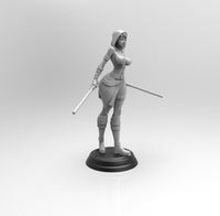 E988 - Movie character design, The Women with light saber statue, STL 3D model design print download files