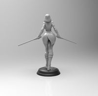 E988 - Movie character design, The Women with light saber statue, STL 3D model design print download files