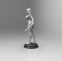 E988 - Movie character design, The Women with light saber statue, STL 3D model design print download files