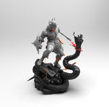 E441 - Comic character design, The barbarian canon with snake, STL 3D model design print download files