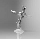 E403 - Waifu character design, The hot sexy witch with broom statue, STL 3D model design print download files