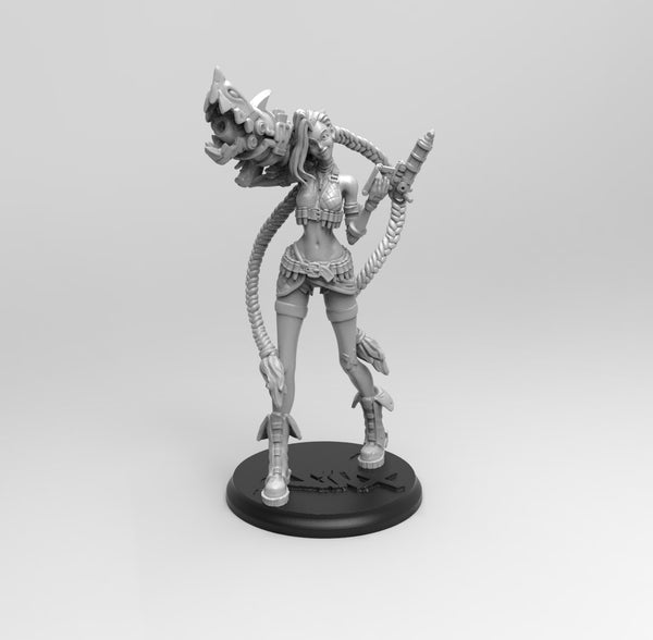 E561 - Games character design, The Lol Jinxi statue, STL 3D model design print download files