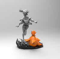 E491 - Female character design, The pokeman Mistie statue, STL 3D model design print downlaod files