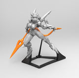 E493 - NSFW female character design, The Odessa with full armor statue, STL 3D model design print download files