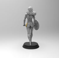 E498 - Comic Character design, The Wonder Women Statue With Shield, STL 3D model design print download files
