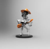 E505 - Anime character fanart, The With Urakakaka statue with broom, STl 3D model design print download fiels
