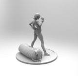 E249 - Female character design, The Kock out girl with punch bag, STL 3D model design print download files