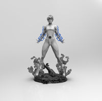 E266 - Comic character design, The Stormie Girl with lightning bolt and smoke, STL 3D model design print download files