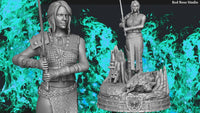 E560 - Games character design statue, The Withcer Hunter ciri biri statue, STl 3D model design print download files