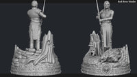 E560 - Games character design statue, The Withcer Hunter ciri biri statue, STl 3D model design print download files
